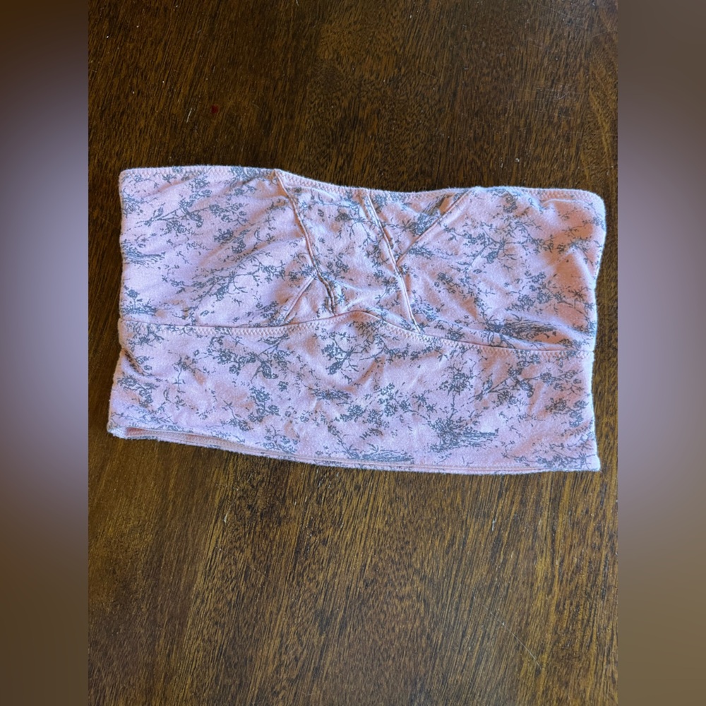 Free People Pink Floral Cropped Tube Top - Size XS